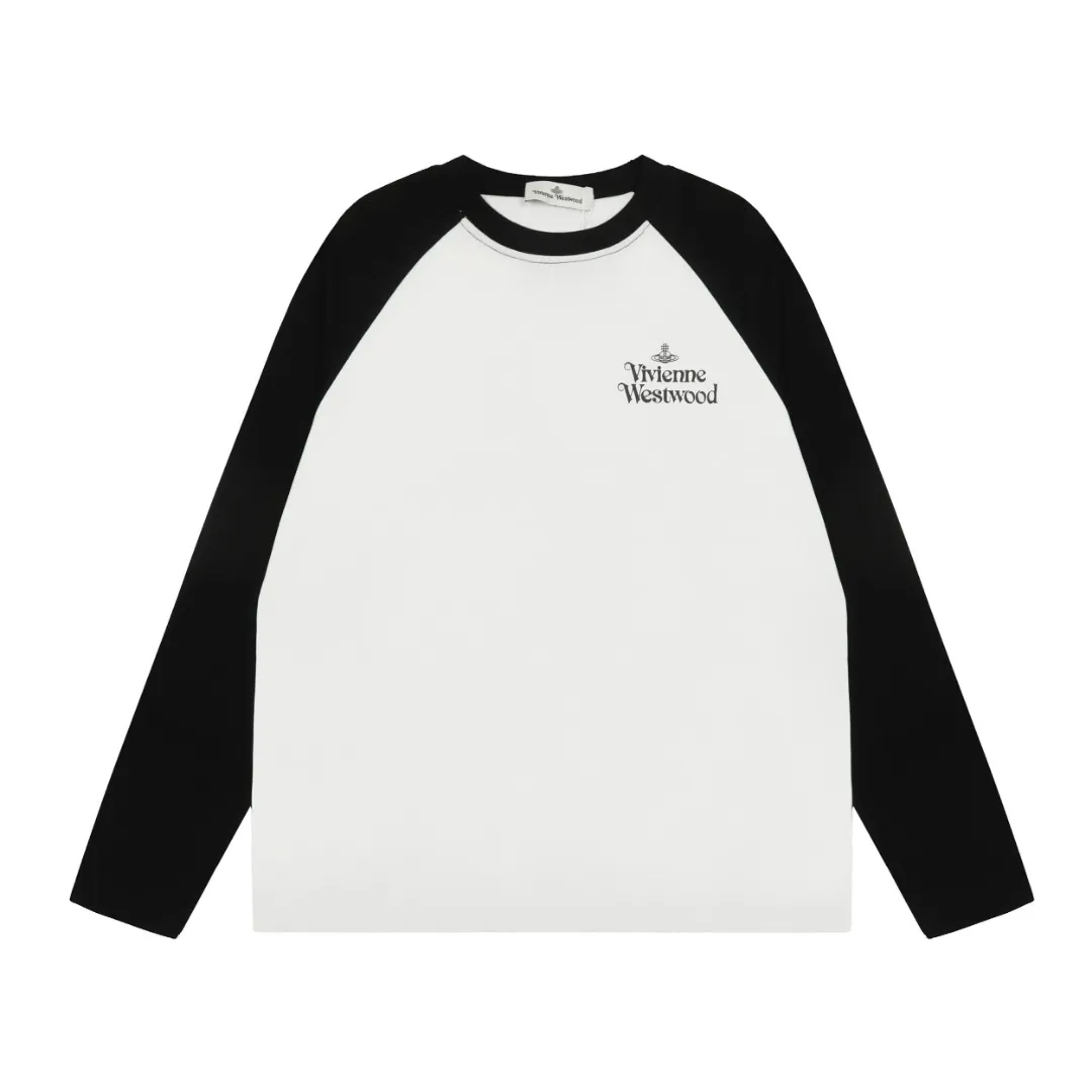"Classic long sleeves" vivienne west wood Vivienne Saturn classic versatile raglan long sleeves Simple and fashionable, very practical for wearing inside and outside. The top hot style in 2024. No need to say more. Open the details directly. The full range of correct accessories. Every detail is completely restored. It can be filled directly. Size: s m l Color: (body color) black white